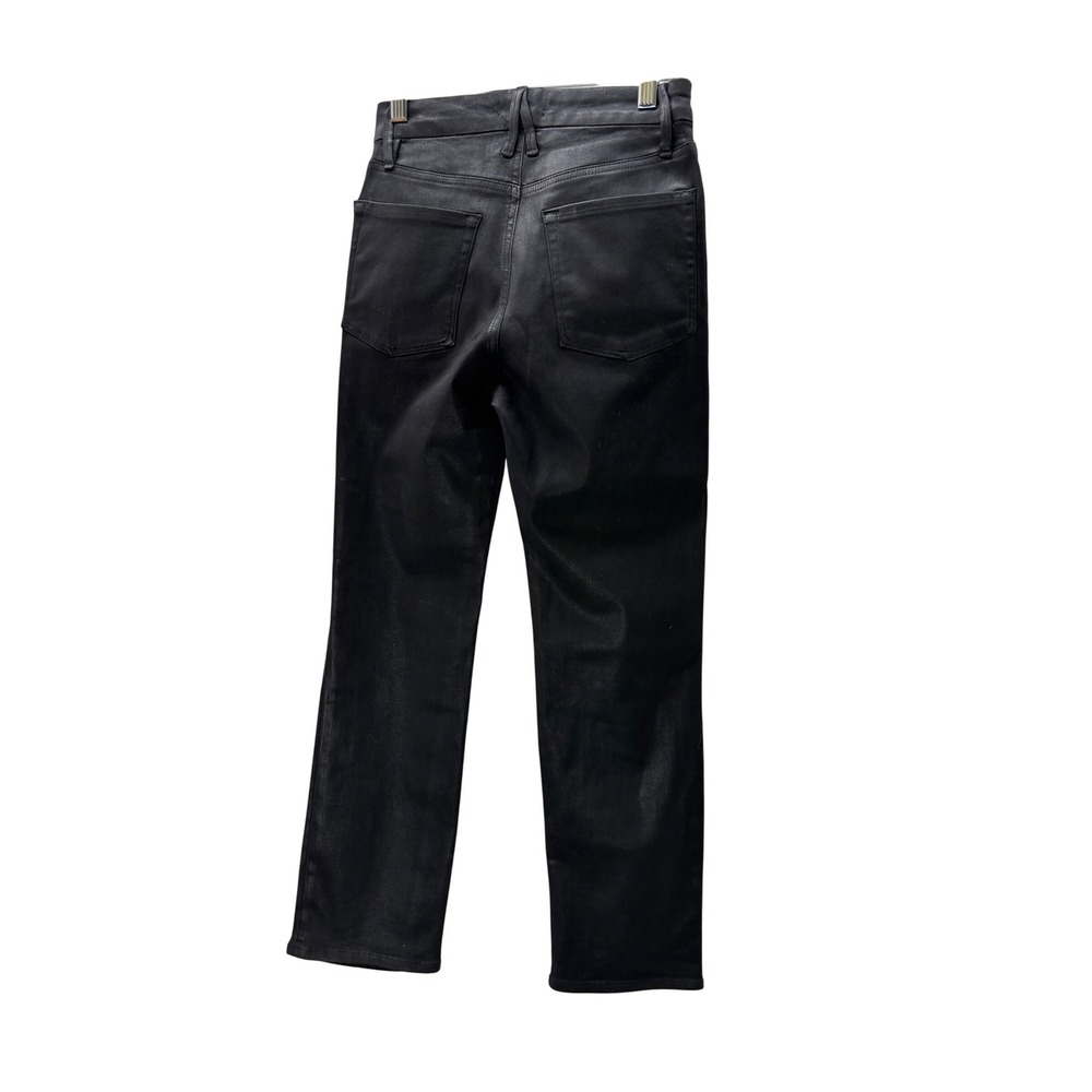 Good American Good Straight Black Coated Jeans High Rise Size 2/26 NWT - Picture 3 of 3